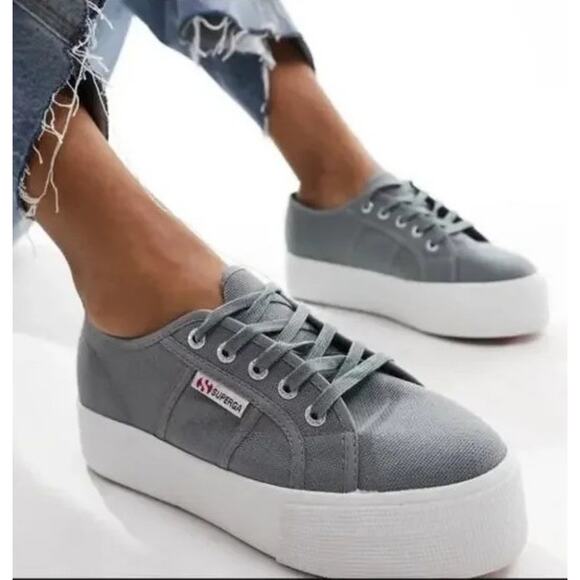 Superga Womens Acotw Linea Up and Down Platform Sneakers Size US 8 Gray Lace Up - Picture 1 of 11